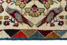 Close-up detail of 2000s Persian Gabbeh rug from Iran / Persia showing Wool weave
