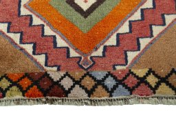 Close-up detail of 2000s Persian Gabbeh rug from Iran / Persia showing Wool weave