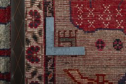 Close-up detail of 2000s Persian Gabbeh rug from Iran / Persia showing Wool weave