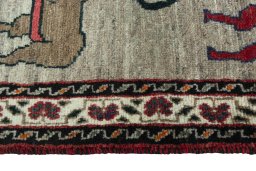 Close-up detail of 2000s Persian Gabbeh rug from Iran / Persia showing Wool weave