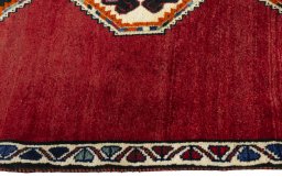 Close-up detail of 2000s Persian Gabbeh rug from Iran / Persia showing Wool weave