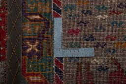 Close-up detail of 2000s Persian Gabbeh rug from Iran / Persia showing Wool weave
