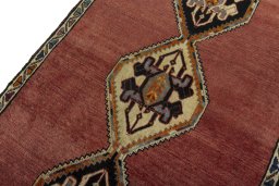 Backside of handmade 2000s Persian Gabbeh rug showing knot structure and weave density