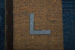 Close-up detail of New Persian Gabbeh rug from Iran / Persia showing Wool weave