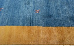 Close-up detail of New Persian Gabbeh rug from Iran / Persia showing Wool weave