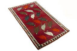 Close-up detail of 2000s Persian Gabbeh rug from Iran / Persia showing Wool weave
