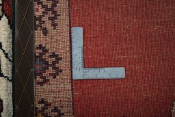 Close-up detail of 2000s Persian Gabbeh rug from Iran / Persia showing Wool weave