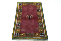 Surface texture of New Persian Gabbeh rug with natural Wool and intricate pattern