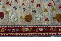 Close-up detail of 2000s Persian Gabbeh rug from Iran / Persia showing Wool weave