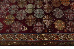 Close-up detail of 2000s Persian Gabbeh rug from Iran / Persia showing Wool weave