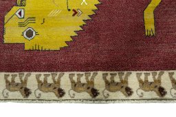 Central medallion detail of 2000s Persian Gabbeh rug from Iran / Persia