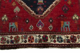 Central medallion detail of 2000s Persian Gabbeh rug from Iran / Persia