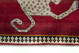 Central medallion detail of 2000s Persian Gabbeh rug from Iran / Persia