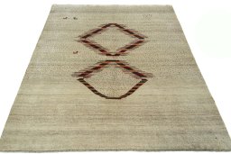 Surface texture of New Persian Gabbeh rug with natural Wool and intricate pattern