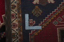 Close-up detail of 2000s Persian Gabbeh rug from Iran / Persia showing Wool weave
