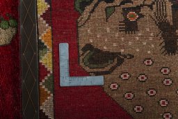 Close-up detail of 2000s Persian Gabbeh rug from Iran / Persia showing Wool weave