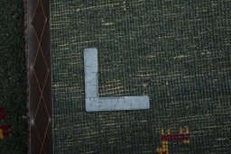 Close-up detail of New Persian Gabbeh rug from Iran / Persia showing Wool weave