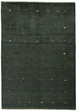 Full view of New Persian Gabbeh rug from Iran / Persia, 293 × 206 cm in Green tones