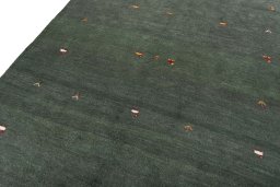 Backside of handmade New Persian Gabbeh rug showing knot structure and weave density
