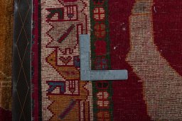 Close-up detail of 2000s Persian Gabbeh rug from Iran / Persia showing Wool weave