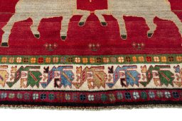 Central medallion detail of 2000s Persian Gabbeh rug from Iran / Persia