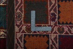 Close-up detail of 2000s Persian Gabbeh rug from Iran / Persia showing Wool weave