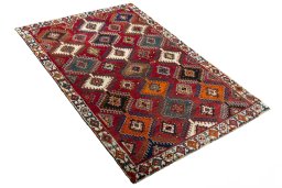 Close-up detail of 2000s Persian Gabbeh rug from Iran / Persia showing Wool weave