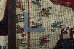 Close-up detail of 2000s Persian Gabbeh rug from Iran / Persia showing Wool weave