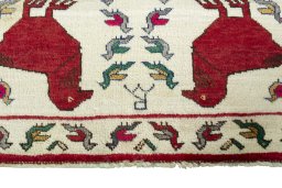 Central medallion detail of 2000s Persian Gabbeh rug from Iran / Persia