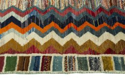 Close-up detail of 2000s Persian Gabbeh rug from Iran / Persia showing Wool weave