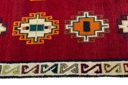 Close-up detail of 2000s Persian Gabbeh rug from Iran / Persia showing Wool weave