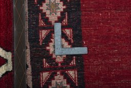 Close-up detail of 2000s Persian Gabbeh rug from Iran / Persia showing Wool weave