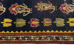 Close-up detail of 2000s Persian Gabbeh rug from Iran / Persia showing Wool weave