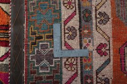 Close-up detail of 2000s Persian Gabbeh rug from Iran / Persia showing Wool weave