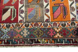 Central medallion detail of 2000s Persian Gabbeh rug from Iran / Persia