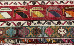 Close-up detail of 2000s Persian Gabbeh rug from Iran / Persia showing Wool weave