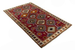 Close-up detail of 2000s Persian Gabbeh rug from Iran / Persia showing Wool weave