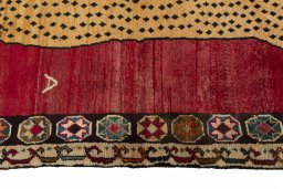 Close-up detail of 2000s Persian Gabbeh rug from Iran / Persia showing Wool weave