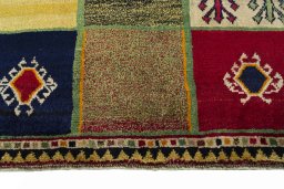 Central medallion detail of 2000s Persian Gabbeh rug from Iran / Persia