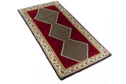 Close-up detail of 2000s Persian Gabbeh rug from Iran / Persia showing Wool weave