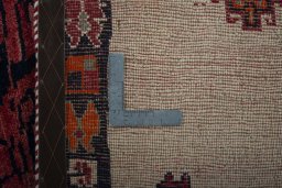 Close-up detail of 2000s Persian Gabbeh rug from Iran / Persia showing Wool weave