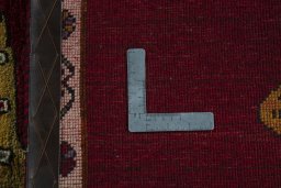 Close-up detail of 2000s Persian Gabbeh rug from Iran / Persia showing Wool weave
