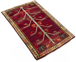 Close-up detail of 2000s Persian Gabbeh rug from Iran / Persia showing Wool weave