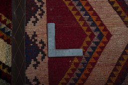Close-up detail of 2000s Persian Gabbeh rug from Iran / Persia showing Wool weave
