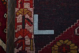 Close-up detail of 2000s Persian Gabbeh rug from Iran / Persia showing Wool weave