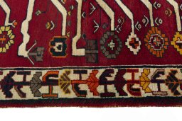 Close-up detail of 2000s Persian Gabbeh rug from Iran / Persia showing Wool weave