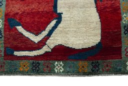 Central medallion detail of 2000s Persian Gabbeh rug from Iran / Persia
