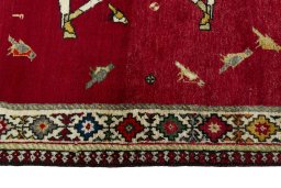 Close-up detail of 2000s Persian Gabbeh rug from Iran / Persia showing Wool weave