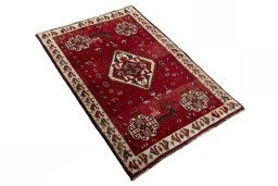 Close-up detail of 2000s Persian Gabbeh rug from Iran / Persia showing Wool weave