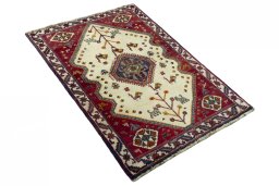 Close-up detail of 2000s Persian Gabbeh rug from Iran / Persia showing Wool weave